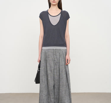 Two-Piece Style Striped Knit Top