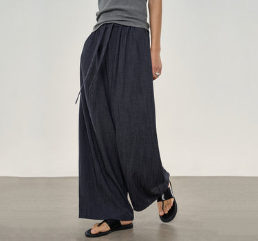 Drawstring Elastic Waist Wide-Leg Pants