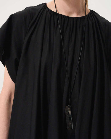 Elegant Tencel Cotton Ruffled Short-Sleeve Dress