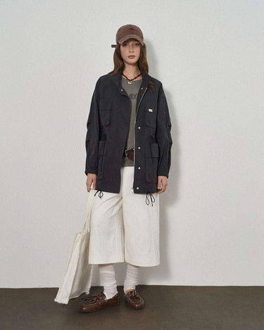 Mid-Length Casual Pants with Wide-Leg Fit