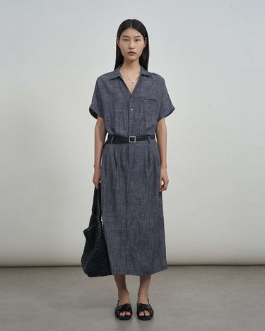 Vintage Linen-Blend Dress with Belt