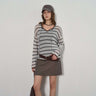 Striped Drawstring Fringe Sweater with 90s Vibe