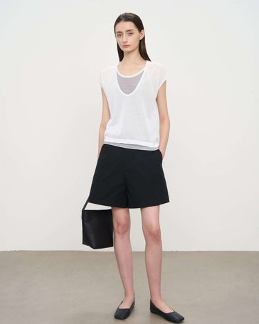 Black A-Line Cropped Cotton Pants