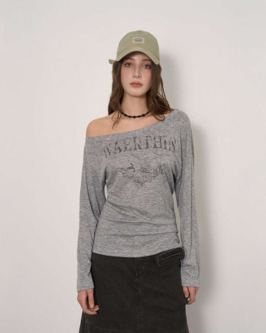 Off-Shoulder Long Sleeve with Vintage Charm