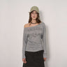 Off-Shoulder Long Sleeve with Vintage Charm