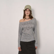 Off-Shoulder Long Sleeve with Vintage Charm