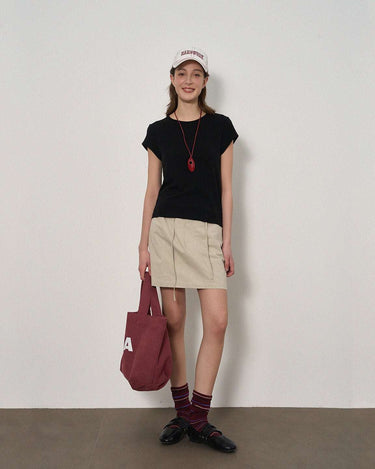 Crew Neck Cap Sleeve T-Shirt