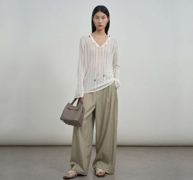 Lightweight Beaded Cable-Knit Sweater