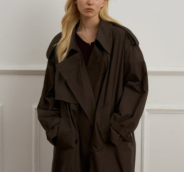 Vintage Long-Length Washed-Effect Trench Coat