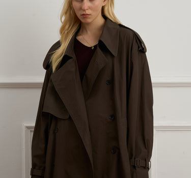 Vintage Long-Length Washed-Effect Trench Coat