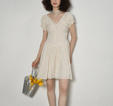 Romantic V-Neck Floral Pleated Dress