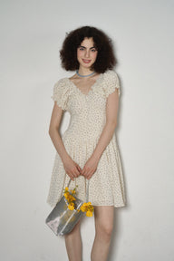 Romantic V-Neck Floral Pleated Dress