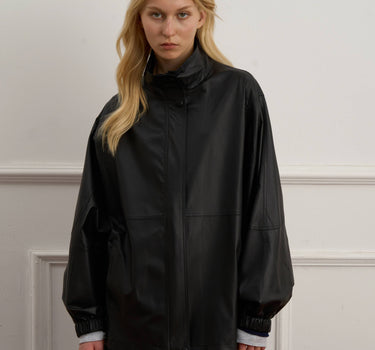 Vintage Black Zipper Leather Jacket for Women