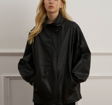 Vintage Black Zipper Leather Jacket for Women