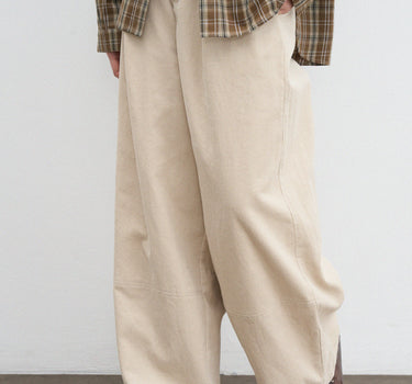 Vintage Pleated Straight-Leg Wide-Leg Pants