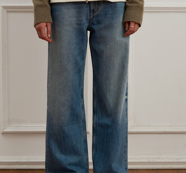 Effortless Style with Retro Washed Loose Selvedge Jeans