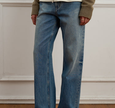 Effortless Style with Retro Washed Loose Selvedge Jeans