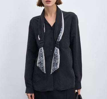 Vintage V-Neck Scarf Shirt for Effortless Elegance