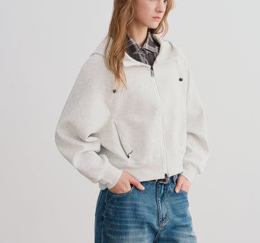 Cropped Hooded Sweatshirt Cardigan