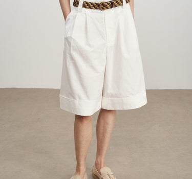Cuffed Minimalist Loose-Fit Cropped Pants
