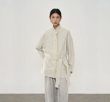 Slim-Fit Cotton Stand Collar Jacket for Effortless Elegance