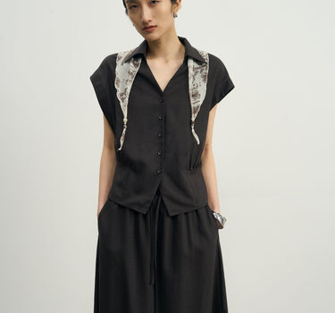Sleek Sleeveless Tencel Set with A-Line Skirt