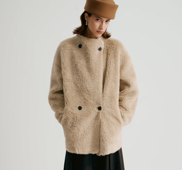 Four-Button Plush Wool Coat