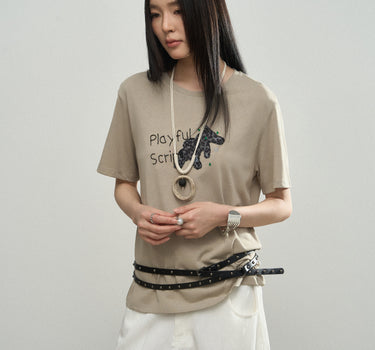 Leopard-Print Puppy Letter T-Shirt
