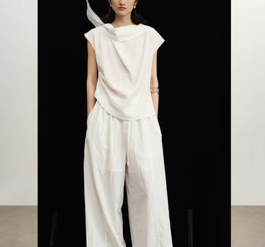 Drapey Collared Sleeveless T-Shirt