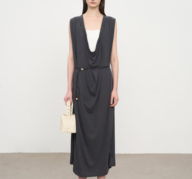 Casual V-Neck Adjustable Waist Relaxed Fit Dress