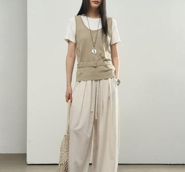Pleated Balloon Pants with Waistband