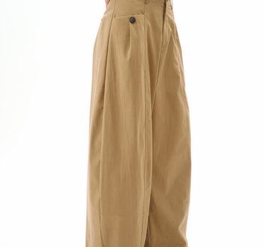 Cotton Blend Lantern Pants with Button Details