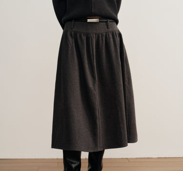 High-Waisted Wool-Texture Midi Skirt
