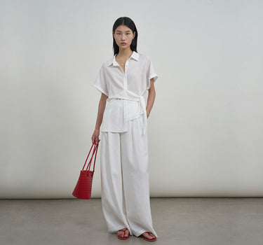 Elegant Summer Shirt Dress with Adjustable Waist