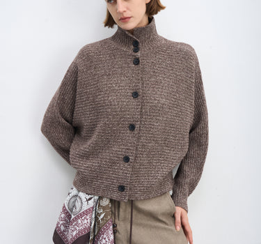 Full Wool Ribbed High-Neck Sweater