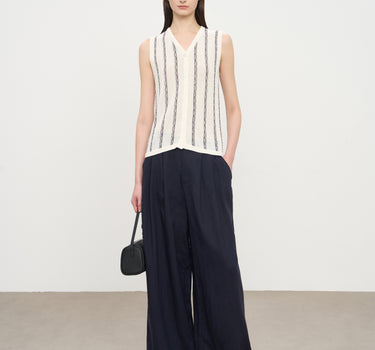 Vertical Stripe V-Neck Vest for Women