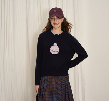 Embroidered Jacquard Crew Neck Knit