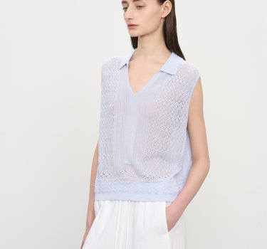 Breathable Sleeveless Crochet Knit Linen Top