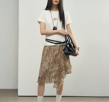 Leopard-Print Asymmetrical Chiffon Skirt