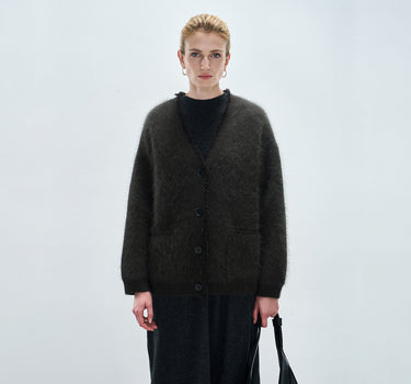 Lazy-Chic Wool Blend Button-Up Cardigan