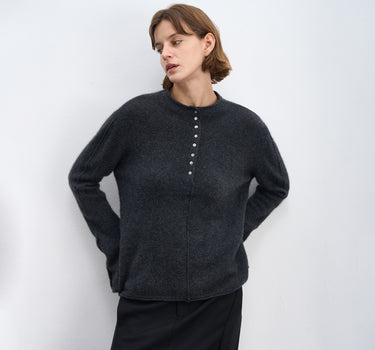 Raccoon Fleece Half-Turtleneck Sweater