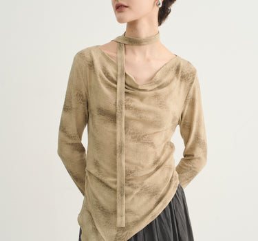 Textured Ombré Hem Long Sleeve T Shirt