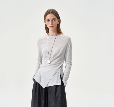 Asymmetrical Hem Lightweight Knit