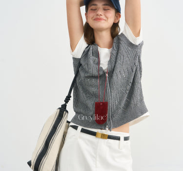 Diamond Pattern Openwork Knit Vest