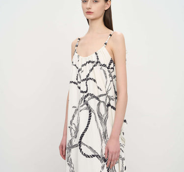 Floral Spaghetti-Strap Tencel-Linen Dress