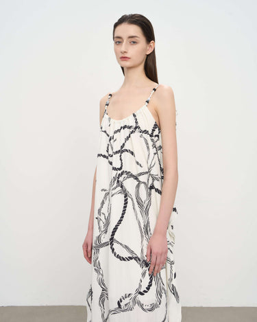 Floral Spaghetti-Strap Tencel-Linen Dress