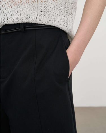 Black A-Line Cropped Cotton Pants