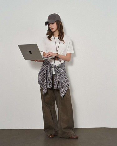 Letter Print T-Shirt with Tonal Embroidery