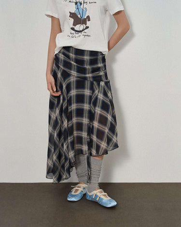 Sweet-Edgy Asymmetric Plaid Skirt for Everyday Style