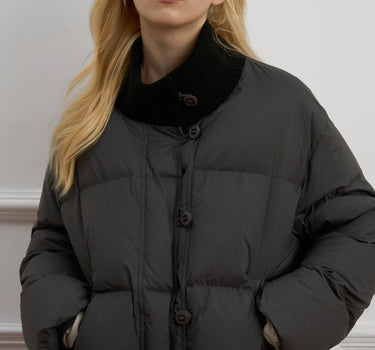 90% White Duck Down Patchwork Mid-Collar Jacket